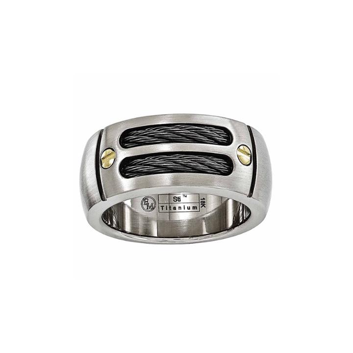 Edward Mirell Mens 18k Gold Titanium Wedding Band