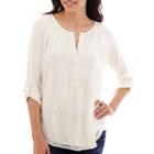 Unity 3/4-sleeve Mixed Media Blouse - Petite