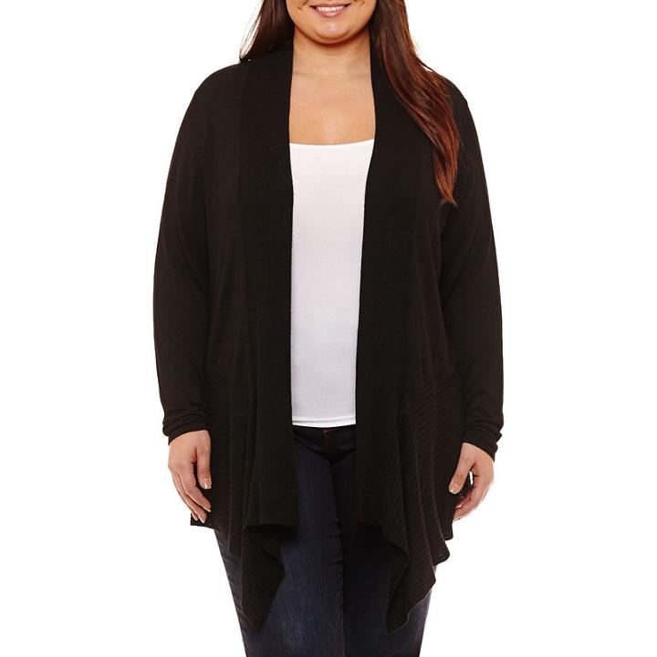 Alyx Long Sleeve V Neck Open Front Cardigan - Plus