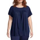 St. John's Bay Short Sleeve Eyelet Yoke Tee - Plus