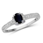 Womens 3/4 Ct. T.w. Blue Sapphire Sterling Silver Band