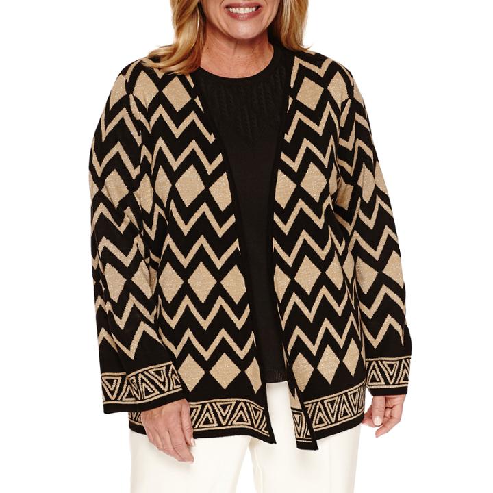 Alfred Dunner 3/4 Sleeve Cardigan-plus
