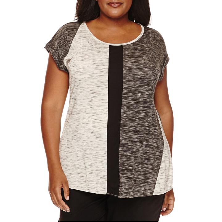 Worthington Short Sleeve Colorblock Tee - Plus