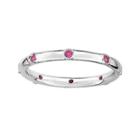Personally Stackable Lab-created Ruby Sterling Silver Station Ring