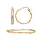 10k Yellow Gold Flex Bangle And 25mm Hoop Earrings Set