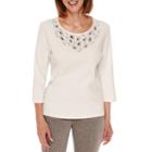 Alred Dunner Crescent City 3/4 Sleeve Beaded Yoke T-shirt - Petite