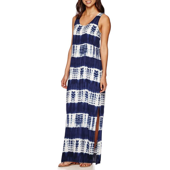 Trulli Sleeveless Stripe Tie-dyed Maxi Dress