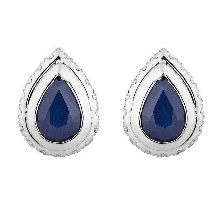 1/5 Ct. T.w. Genuine Blue Sapphire 10k White Gold 9.3mm Stud Earrings