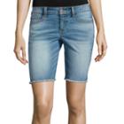 Arizona Low-rise Raw-edge Denim Bermuda Shorts