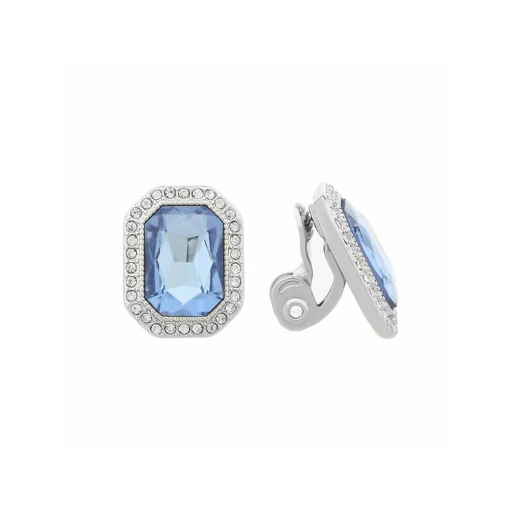 Monet Blue And Silvertone Clip Button Earring