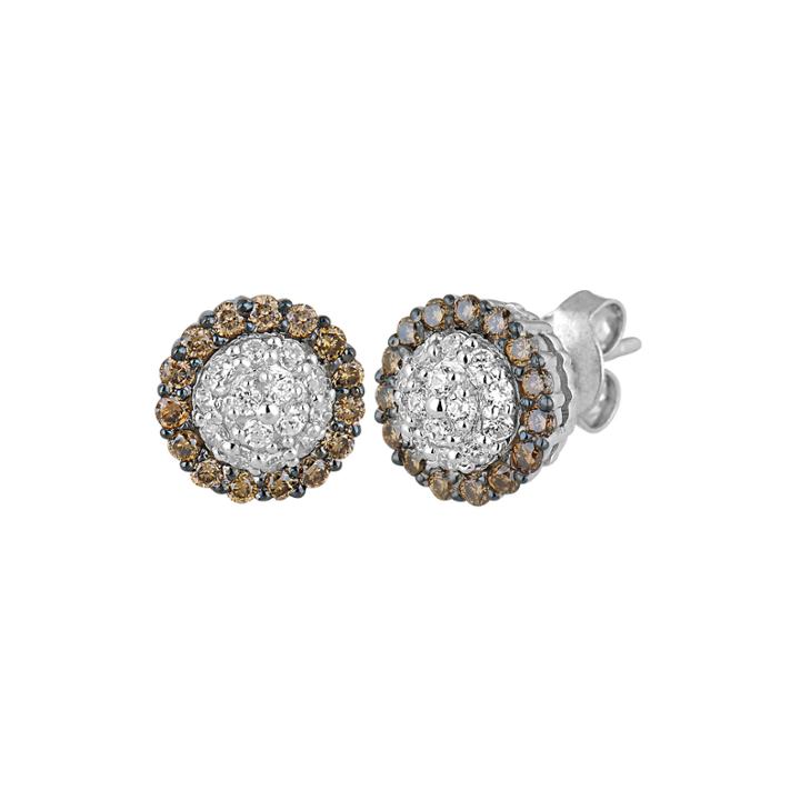 1/2 Ct. T.w. Champagne & White Diamond 10k White Gold Earrings