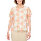 Alfred Dunner La Dolce Vita Short Sleeve Crew Neck Floral T-shirt-petites
