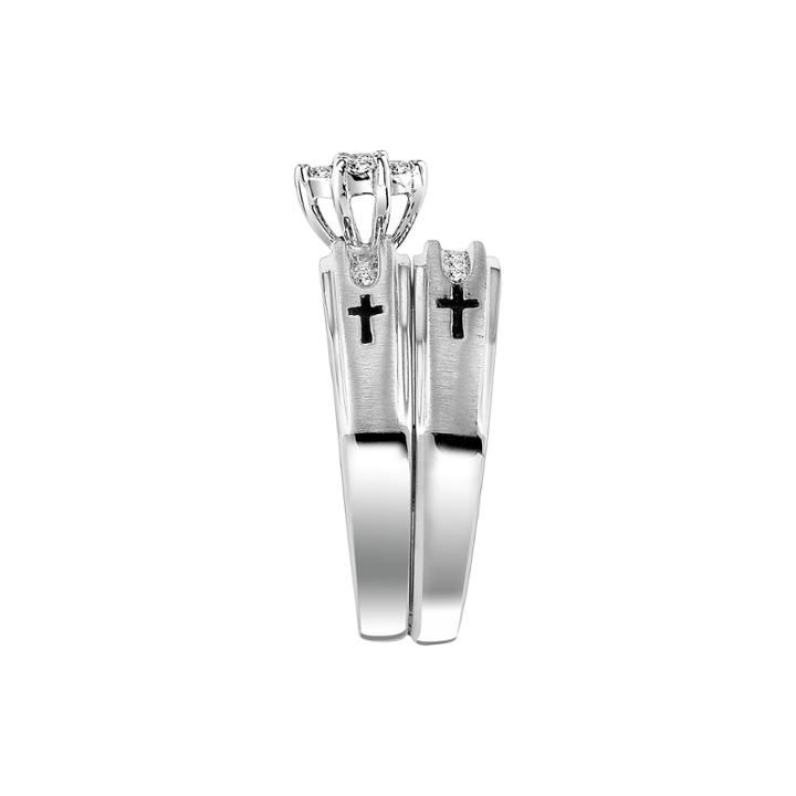 Womens 1/5 Ct. T.w. Genuine Round White Diamond Sterling Silver Bridal Set