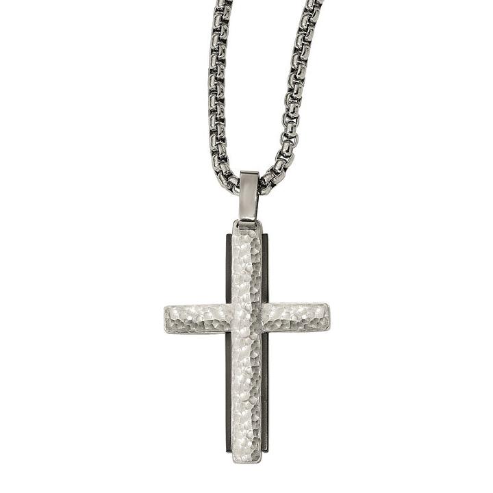 Edward Mirell Mens Sterling Silver Cross Pendant Necklace