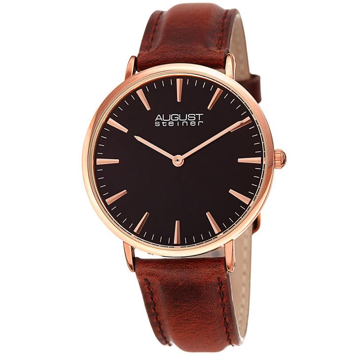 August Steiner Womens Brown Strap Watch-as-8247rgbr