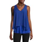 By & By Sleeveless V Neck Crepe Blouse-juniors