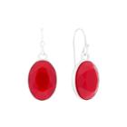 Liz Claiborne Red Stone Silver-tone Drop Earrings