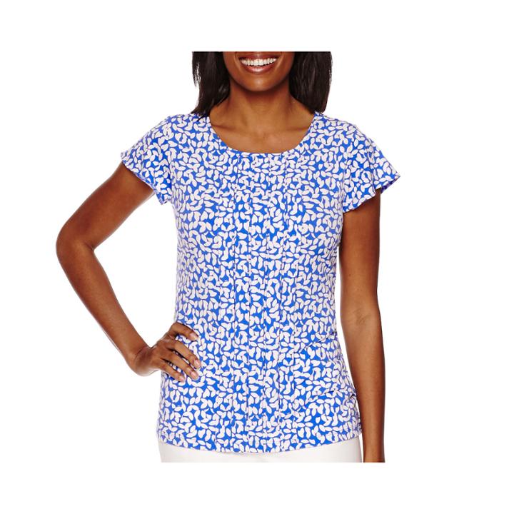Liz Claiborne Flutter-sleeve Pleated Knit Top