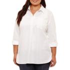 Liz Claiborne Long Sleeve Button Front Blouse-plus