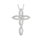 Diamond Glamour&trade; Diamond- And Crystal-accent Sterling Silver Twist Cross Pendant Necklace