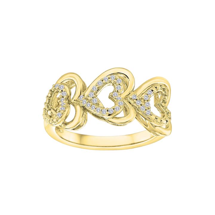 Forevermine 1/10 Ct. T.w. Diamond Two-tone Triple-heart Ring