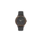 Geneva Platinum Wood Bezel Womens Black Strap Watch-10089