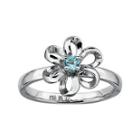 Personally Stackable Lab-created Blue Topaz Sterling Flower Stackable Ring