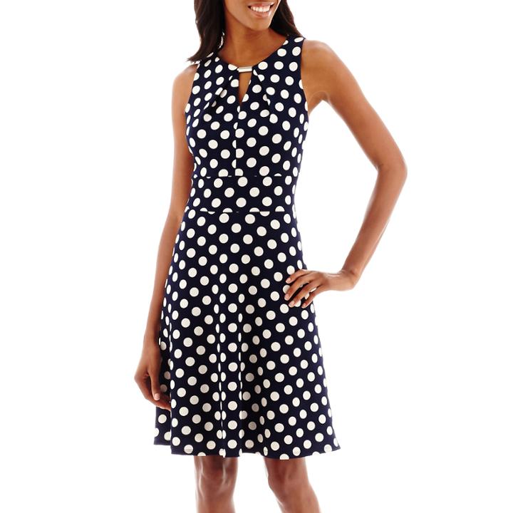 Dr Collection Sleeveless Dot Print Fit-and-flare Dress