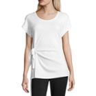 Project Runway Project Runway Ss Side Knot Top Short Sleeve Round Neck Jersey Blouse