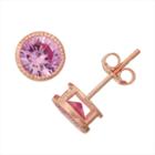 Lab-created Pink Sapphire 14k Rose Gold Over Silver Stud Earrings