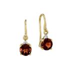 Round Genuine Garnet And Diamond-accent 14k Yellow Gold Drop Earrings