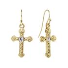 1928 Religious Jewelry Clear Cross Drop Earrings