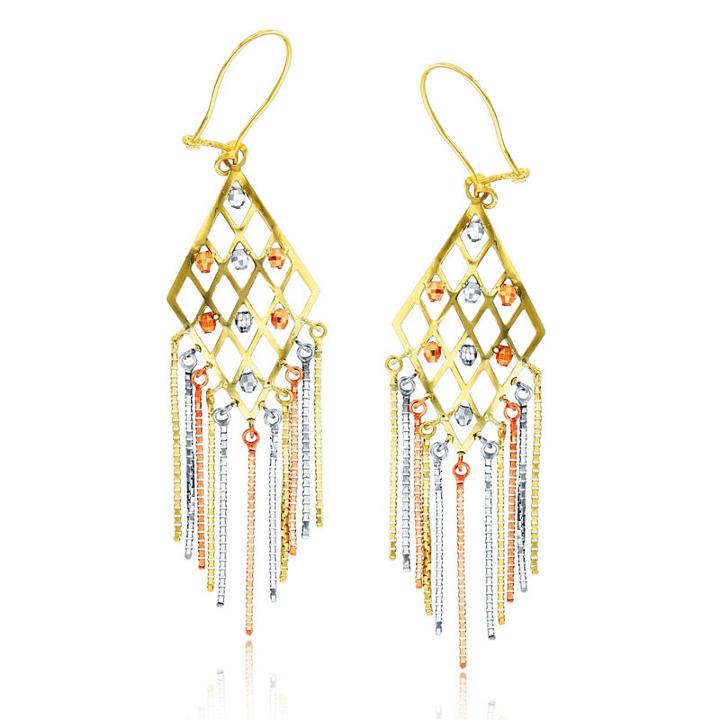 14k Tri-color Gold Chandelier Earrings