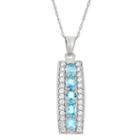 Genuine Swiss Blue Topaz And White Topaz Sterling Silver Pendant Necklace