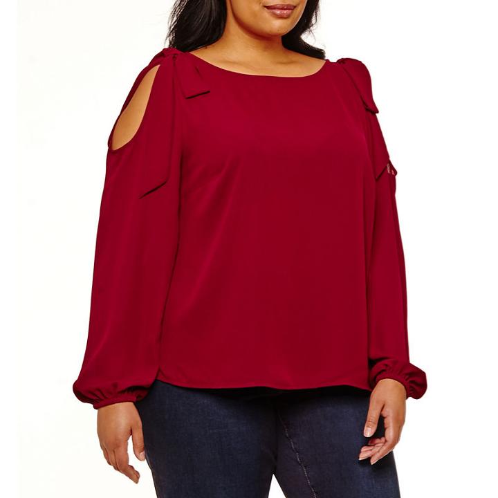 Belle + Sky Tie Shoulder Wovenblouse - Plus