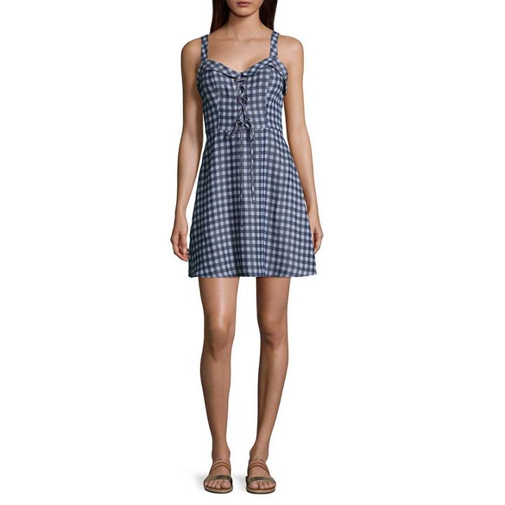 Speechless Sleeveless Gingham A-line Dress-juniors