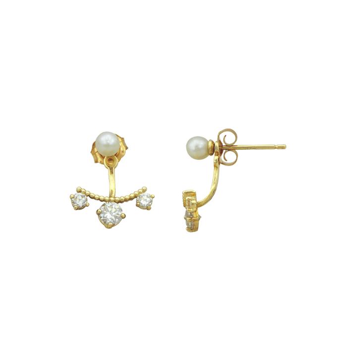 Petite Lux&trade; Cultured Freshwater Pearl And Cubic Zirconia Stud Jacket Earrings