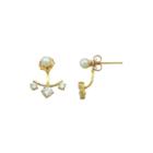 Petite Lux&trade; Cultured Freshwater Pearl And Cubic Zirconia Stud Jacket Earrings