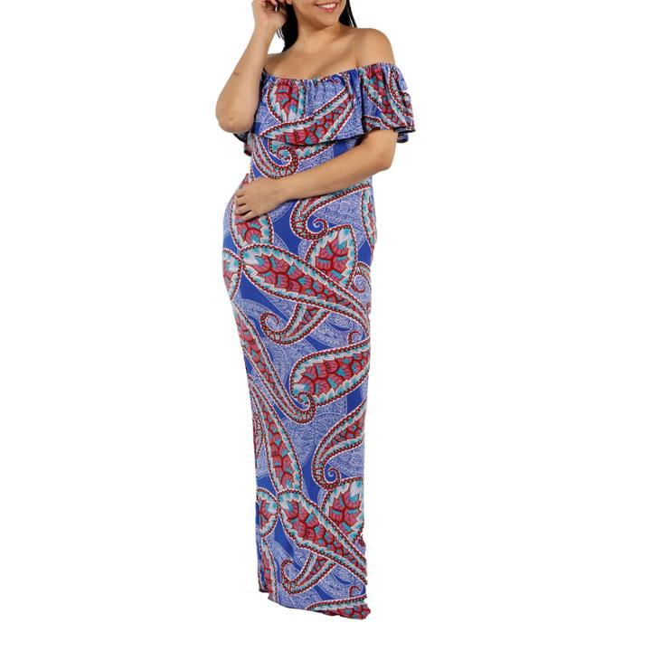 24/7 Comfort Apparel Flower Wave Maxi Dress-plus
