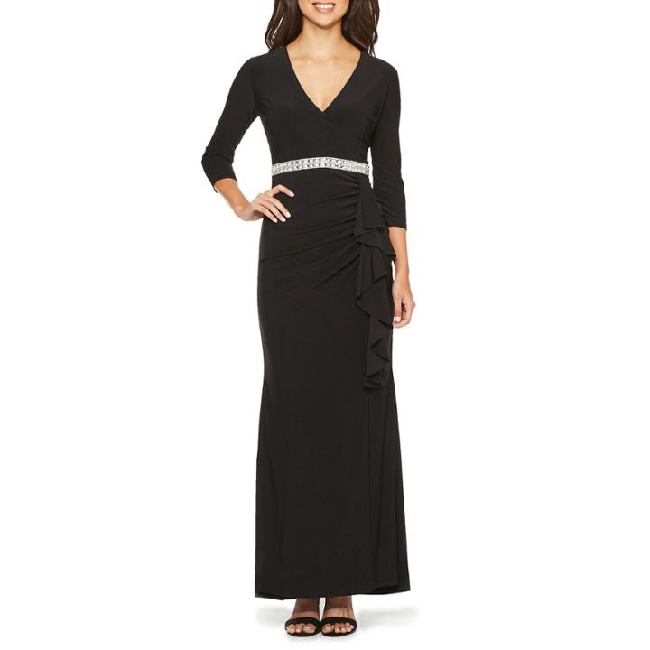 Blu Sage 3/4 Sleeve Embellished Evening Gown