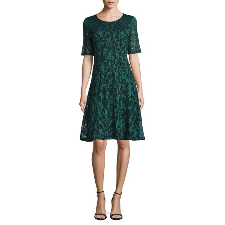 Tiana B Elbow Sleeve Lace Paisley Fit & Flare Dress