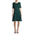 Tiana B Elbow Sleeve Lace Paisley Fit & Flare Dress