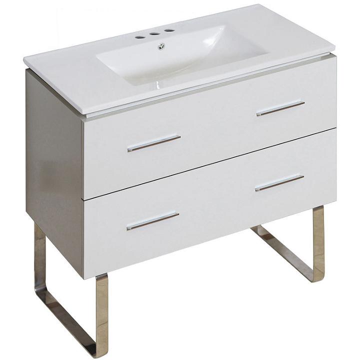 35.5-in. W Floor Mount White Vanity Set For 3h4-in. Drilling