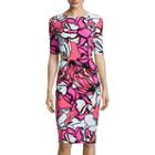 Bisou Bisou Elbow-sleeve Floral Cut-out Bodycon Dress