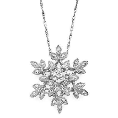 Diamond Blossom 1/10 Ct. T.w. Diamond Cluster Snowflake Sterling Silver Pendant