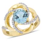 Womens Genuine Topaz Blue 18k Gold Over Silver Cocktail Ring