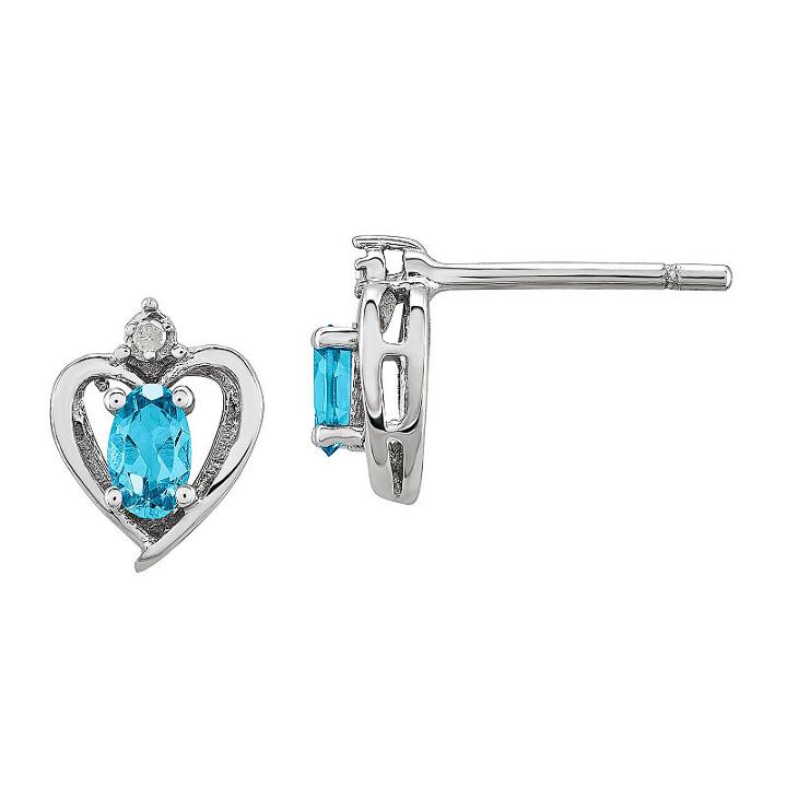 Diamond Accent Blue Blue Topaz 10mm Heart Stud Earrings