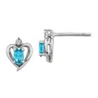 Diamond Accent Blue Blue Topaz 10mm Heart Stud Earrings