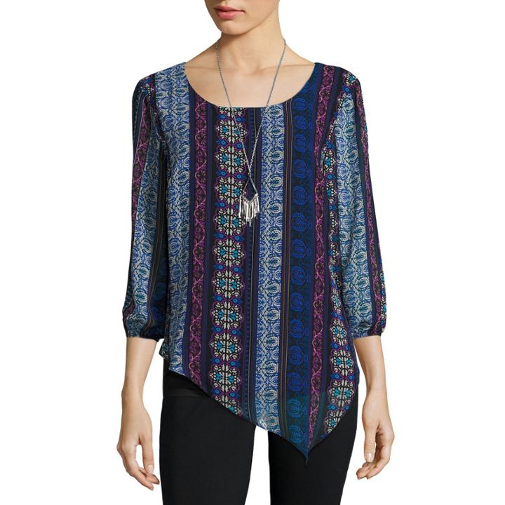 Alyx 3/4 Sleeve Scoop Neck Chiffon Blouse