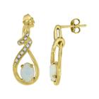 Lab-created Opal & Lab-created White Sapphire 14k Yellow Gold Over Silver Infinity Earrings